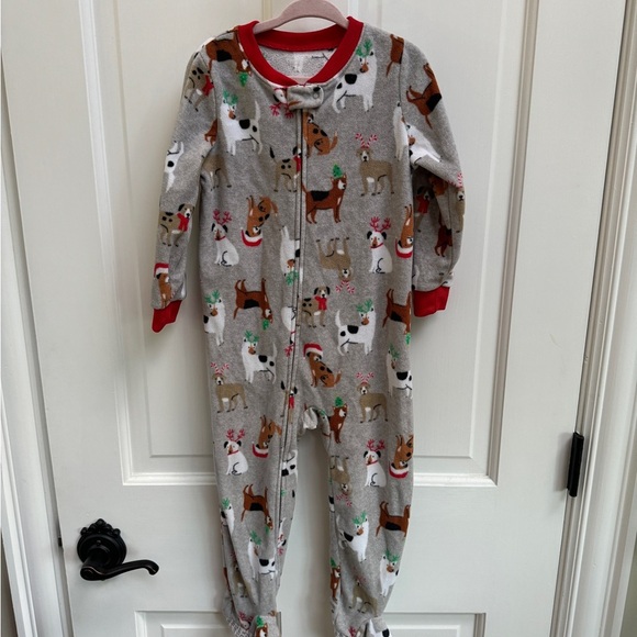Carter's Other - NWOT Carter’s 3T Unisex Christmas Dog Fleece Footie Long Sleeve Pajamas